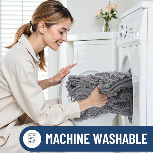 Smiry Chenille Bathroom Rug 30x20 - Extra Soft Non-Slip Bath Mat