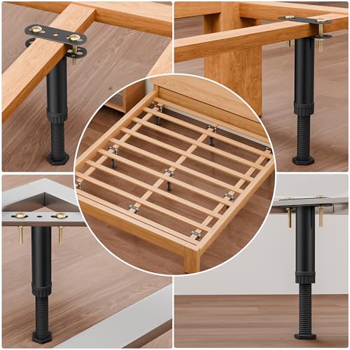 6-Piece Adjustable Bed Support Legs, 7.08-12.5 Inch Steel Center Bed Frame Legs
