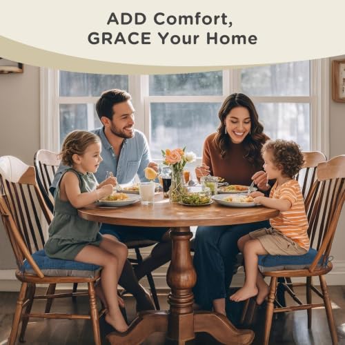 AddGrace Navy Chair Cushions 18x17x3 Inch for Dining & Kitchen Chairs - Non-Slip Support