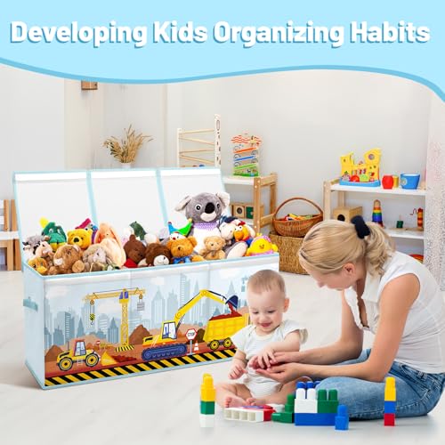 Extra Large Collapsible Toy Storage Chest with Lid and Dividers, 123L