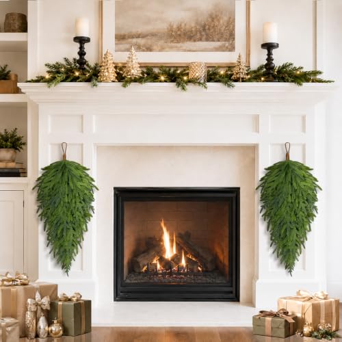 ICX 2 Pack Christmas Teardrop Swags - 28 Inch Norfolk Pine Holiday Decor