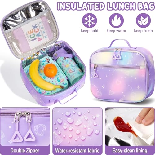 3-Piece Girls Galaxy School Backpack Set with Lunch Box & Pencil Case