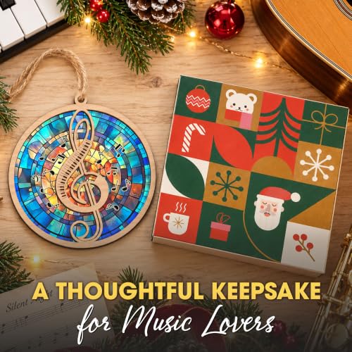 Christmas Music Gifts for Musicians Men Women - Wooden Treble Clef Ornament
