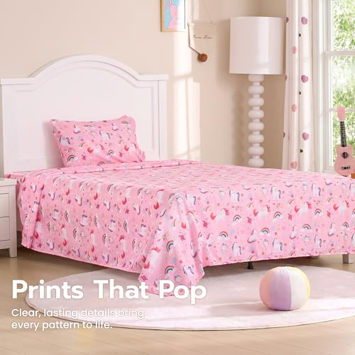 Joiedomi Kids Twin Sheet Set - 3-Piece Soft Microfiber Unicorn Bed Sheets