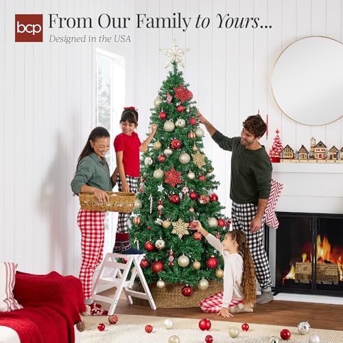 6ft Unlit Artificial Christmas Tree - Dense Hinged Pine Tree with Stand