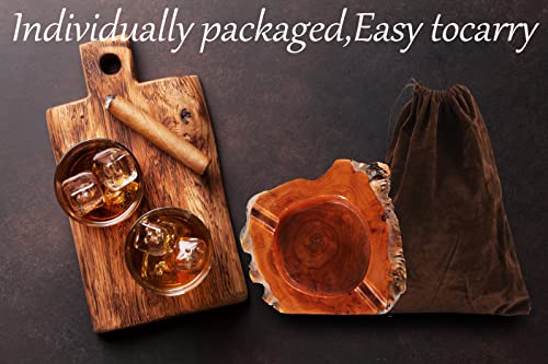 Rustic Wooden Cigar Ashtray with 2 Slots for Indoor and Outdoor Use