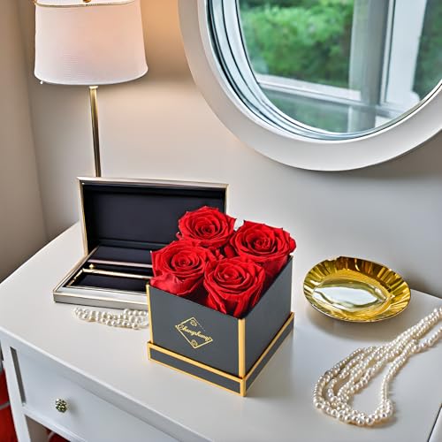 Preserved Real Roses in Gift Box, Long-Lasting Eternal Flowers for Her