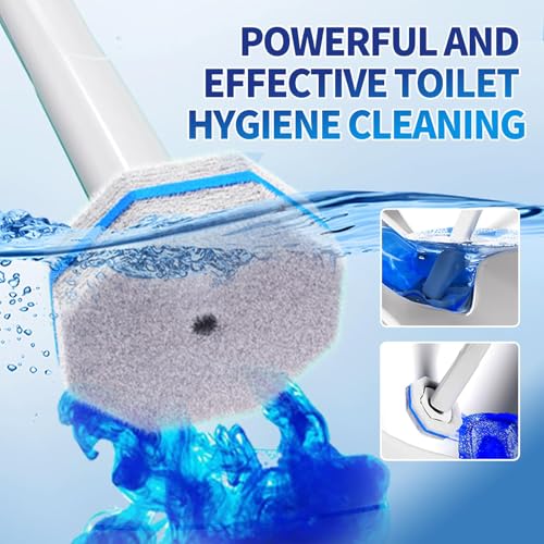 Disposable Toilet Brush Set with Wall Mount Holder & 50 Refill Pads