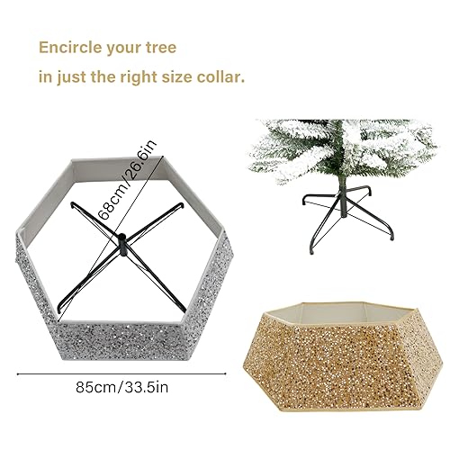 Champagne Gold Sequin Christmas Tree Collar - 33.5 Inch Base Cover
