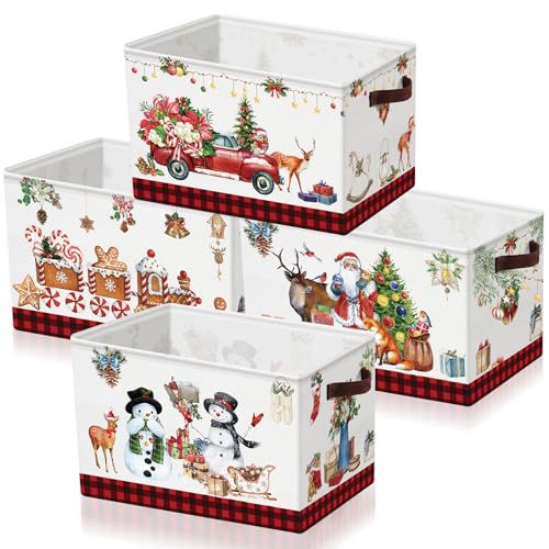 Geelin 4 Pcs Large Christmas Gift Baskets with Handles - Vintage Style