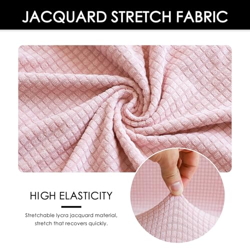 Water Resistant Criss Cross Armless Chair Cover - Pink Stretchable Slipcover for Wide Desk Chairs