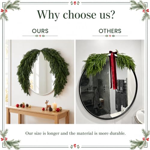 PURPLE STAR 1N 4.4ft Christmas Mirror Garland – Artificial Norfolk Pine Swag, Style A
