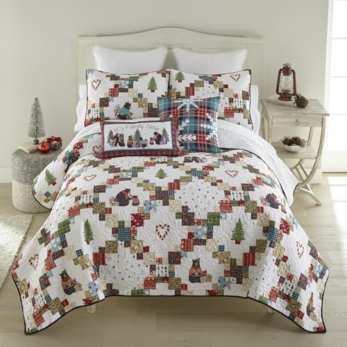 Donna Sharp Holiday Love Twin Quilt Set with Pillow Sham - Christmas Bedding