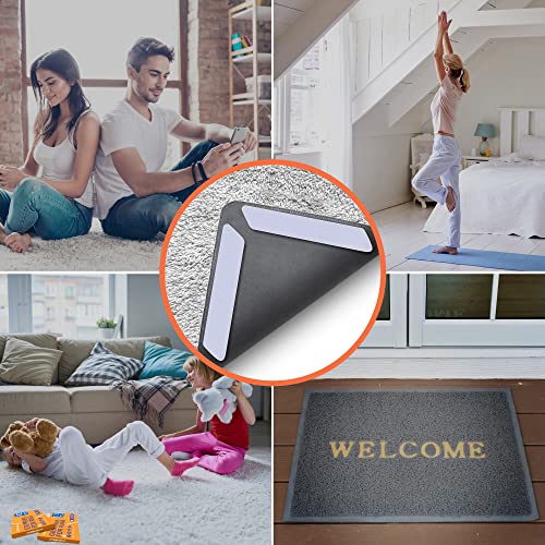 Non-Slip Rug Grippers 12-Pack - Washable Double-Sided Carpet Tape