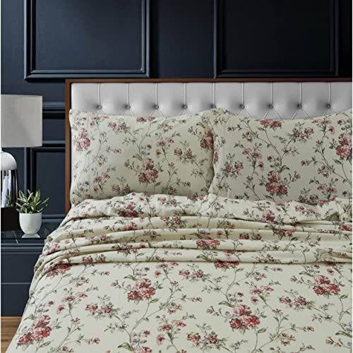 Tribeca Living Flannel Sheets Twin XL Navy Deer Toile - 100% Cotton, 3-Piece Set