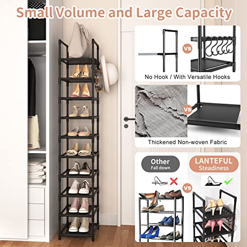 10-Tier Tall Narrow Shoe Rack, Metal Space Saving Entryway Shoe Organizer