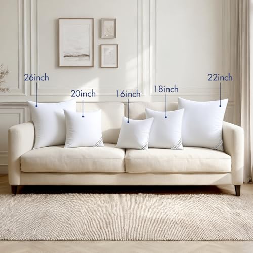 MIULEE 26x26 Decorative Throw Pillow Inserts (Pack of 2) - Down Alternative