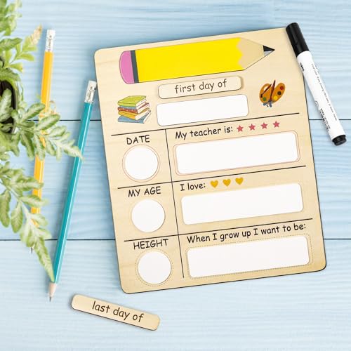 Reusable First and Last Day of School Sign - 9.8 x 11.8 Inch Photo Prop
