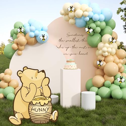 Large 27.5-Inch Bear Party Cutout Prop with Balloons and Bee Stickers