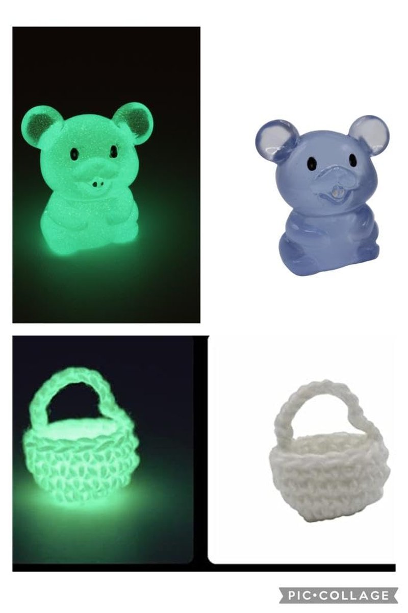 Qué Kawaii® MAGICAL Pérez mouse kit. DOOR THAT OPENS AND SHINES IN THE DARK Wooden door and+crochet bag+stars+little mouse that glows in the dark+6 certificates in Spanish (NATURAL)