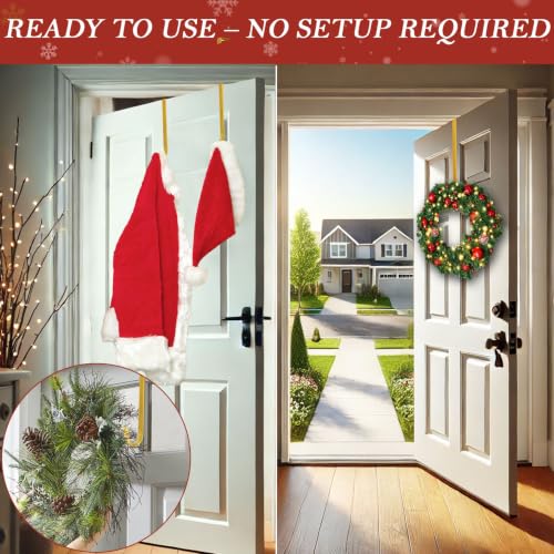 12-Inch Metal Wreath Hanger for Front Door - Heavy Duty Over the Door Hook, Gold