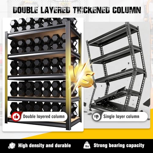 71" Heavy Duty Garage Shelving 5-Tier Adjustable Metal Storage Rack
