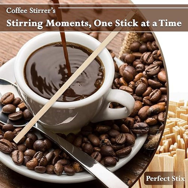 Perfect Stix Perfectware PW CS 200-2000ct Wooden Coffee Stirrer with Square Ends, 5.5" (Pack of 2000)