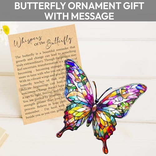 Acrylic Butterfly Suncatcher Ornament, Stained Glass Window Hanging Decor
