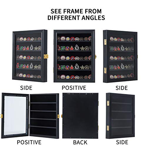 Lockable Wooden Challenge Coin Display Case with Removable Shelves