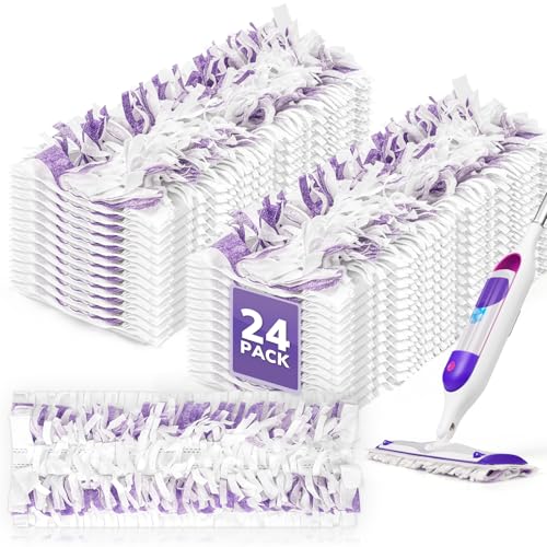 24 Pack Disposable Power Mop Pad Refills - 14-Layer Wet & Dry Cleaning