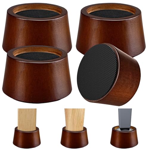 Solid Oak Wood Bed Risers 2 Inch - Heavy Duty Furniture Lifts (4 Pack)