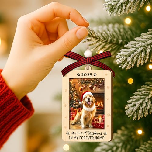 Couple Fox Frame Pet Dog Ornament for Christmas Tree - First Dog Christmas Keepsake 2026