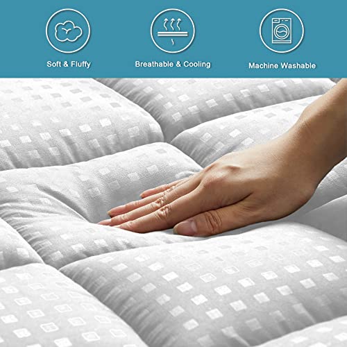 HYLEORY Cooling Queen Mattress Pad - Soft Quilted Protector (8-21" Pocket)