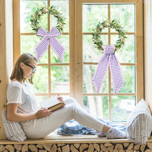 Purple Plaid Wreath Sashes - Set of 2 Indoor/Outdoor Decor