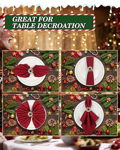 KPOSIYA Christmas Napkin Rings Set of 12 for Holiday Table Decor,