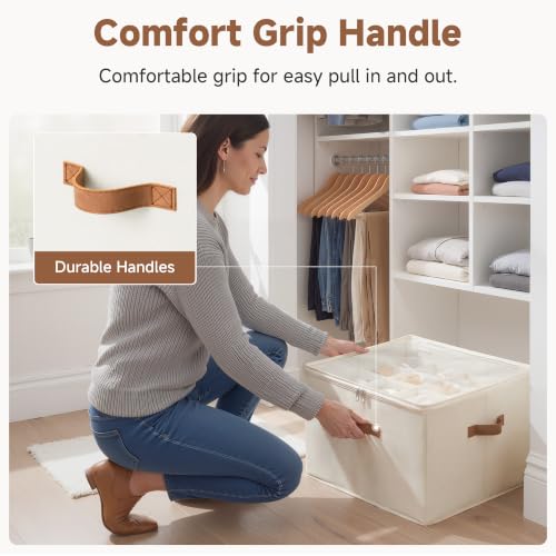 Foldable Shoe Storage Organizer 2-Pack, Adjustable Dividers & Clear Lid