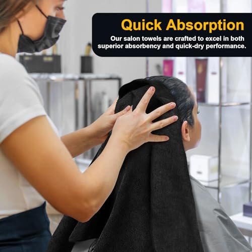 UNIMADE Black Microfiber Salon Towels 24 Pack - Hair, Spa & Salon Use