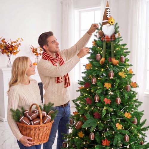 17.7-Inch Fall Football Gnome Tree Topper - Thanksgiving Tomte Plush Decor