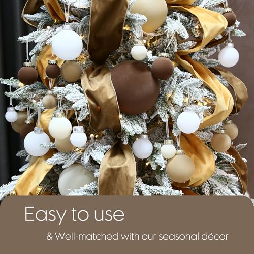 Sea Team Cream Flocked Velvet Christmas Ornaments 32-Pack - Holiday Decor