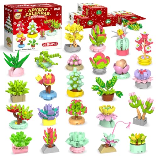KOSWAT Succulent Building Blocks Advent Calendar 24-Day Kids & Adults Gift