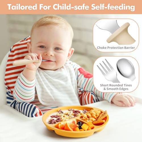 8-Piece Toddler Utensils Set with Silicone Anti-Choke Handles