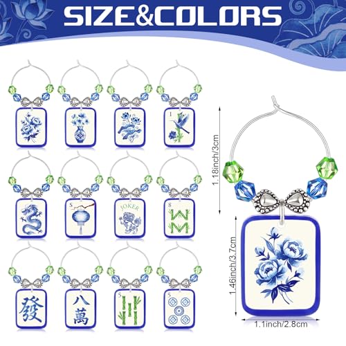 Novabright Chinese Style Mahjong Wine Charms Alloy Drink Markers for Parties