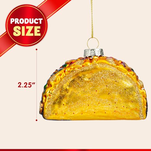 Joiedomi Christmas Taco Glass Ornament – Fun 2.25in Taco Christmas Decoration