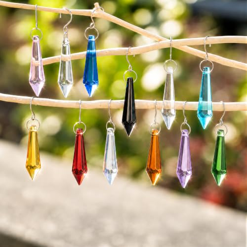 LOULIQIGIFT 12Pcs Multicolor Crystal Icicle Prisms Decorations - 55mm Gift Set