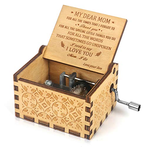 Engraved Wooden Hand-Crank Music Box - You Are My Sunshine Gift for Mom