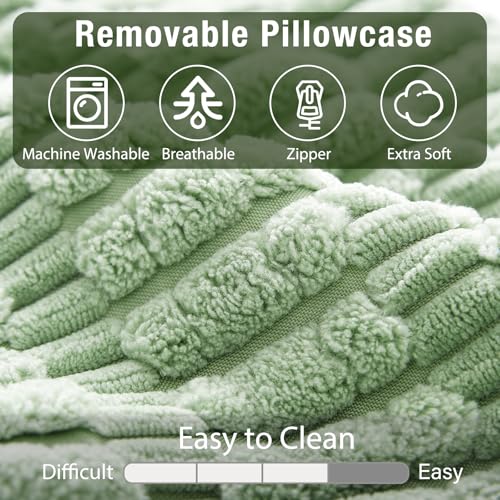 Ergonomic Reading Pillow with Large Pockets – 19" Backrest Cushion for Bed Sitting, Nursing, and Relaxing – Sage Green