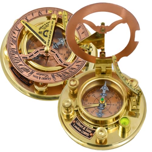 Antique Brass and Copper Sundial Compass - Nautical Vintage Gift