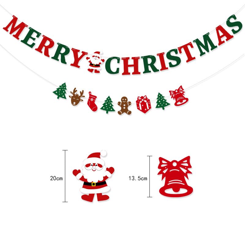 NISEVAN Christmas Banner Felt Garland Santa Gingerbread Tree Decorations