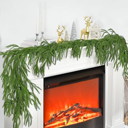 2Pcs 6 ft Norfolk Pine Garland for Mantel & Holiday Decor - VICAMB 6FT / 2