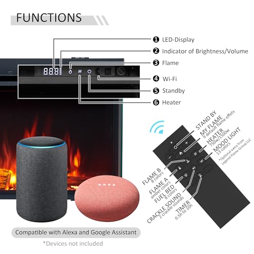 71-Inch Smart Built-In Electric Fireplace Insert with Multi-Color Flames